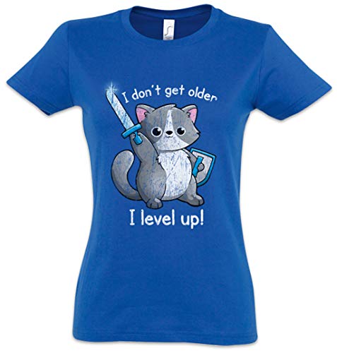 Urban Backwoods I Don't Get Older I Level Up Cat Damen T-Shirt Blau Größe S von Urban Backwoods