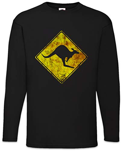 Urban Backwoods Kangaroos Crossing Vintage Logo Sign Herren Langarm T-Shirt Schwarz Größe XL von Urban Backwoods