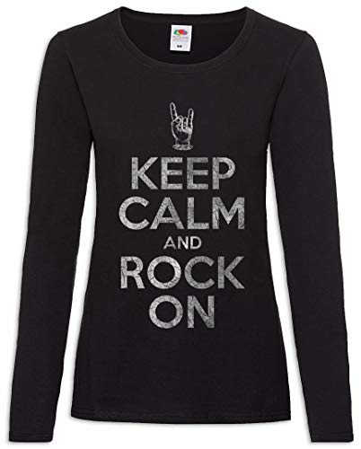 Urban Backwoods Keep Calm and Rock On Damen Langarm T-Shirt Schwarz Größe 2XL von Urban Backwoods