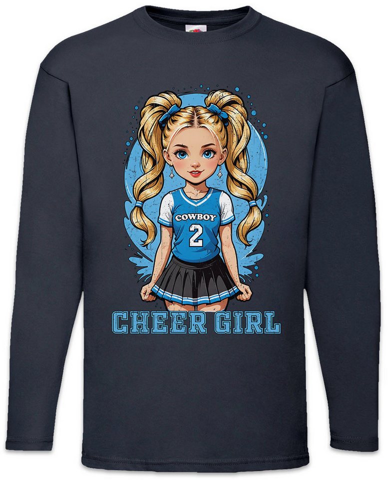 Urban Backwoods Langarmshirt Anime Comwboy Cheerleader Girl Langarm T-Shirt American Football (1-tlg) Rockabilly Texas Blue Team von Urban Backwoods