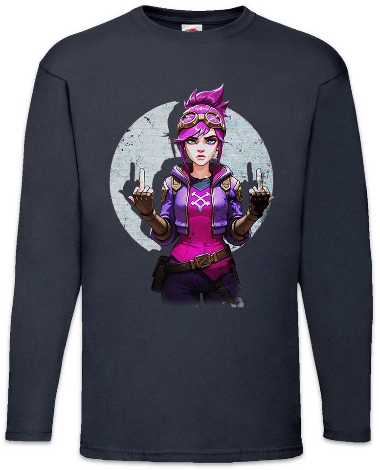 Urban Backwoods Langarmshirt Cyber Violet Girl Langarm T-Shirt Arcane Legends Anime Punk Tattoo (1-tlg) Jinx League LOL Gamer von Urban Backwoods