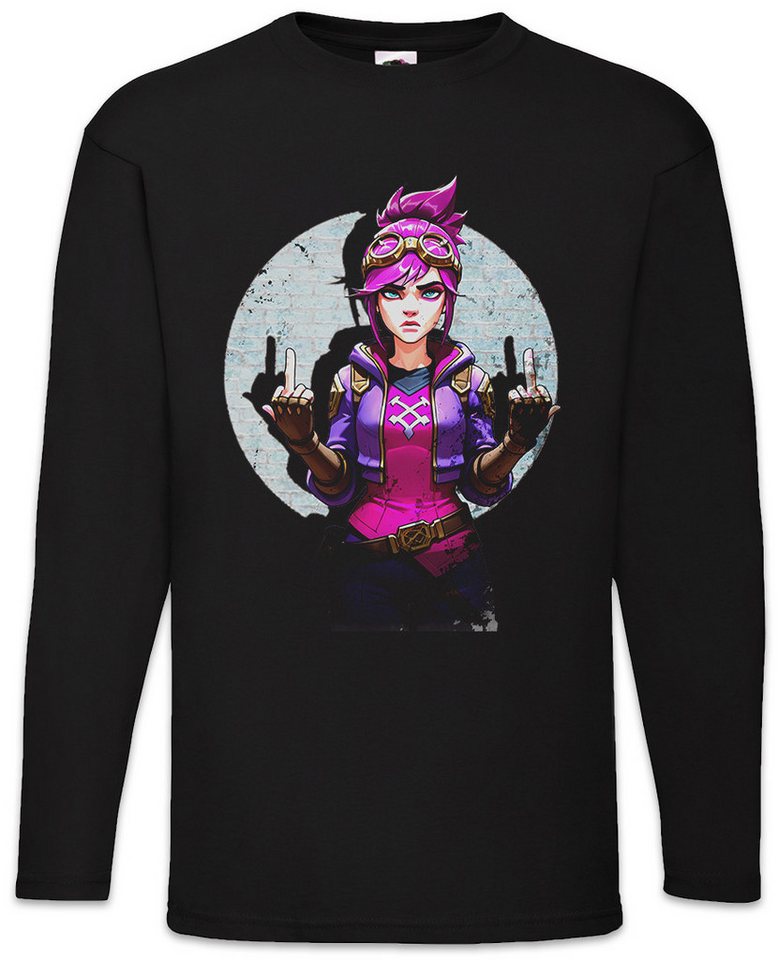 Urban Backwoods Langarmshirt Cyber Violet Girl Langarm T-Shirt Arcane Legends Anime Punk Tattoo (1-tlg) Jinx League LOL Gamer von Urban Backwoods