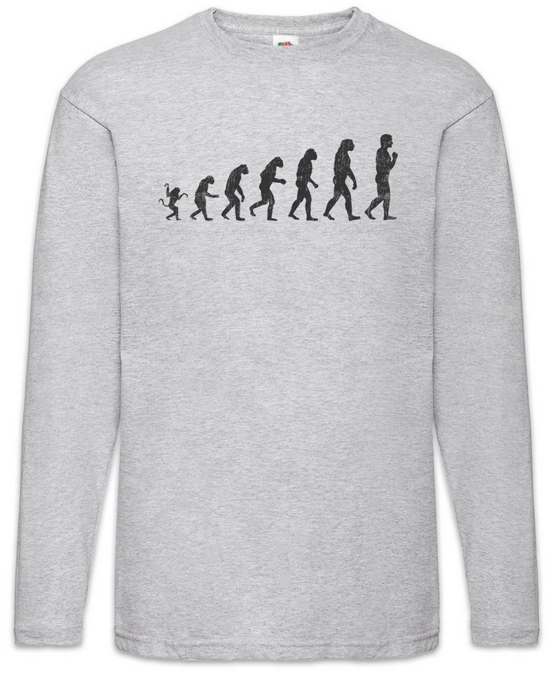 Urban Backwoods Langarmshirt Human Evolution Langarm T-Shirt Fun Geek Nerd Cyborg Human Menschliche (1-tlg) Charles Darwin Wissenschaftler Scientist von Urban Backwoods