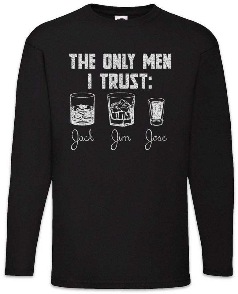 Urban Backwoods Langarmshirt Men I Trust Langarm T-Shirt Jim Jack Gin Jose Alcohol Whiskey Whisky (1-tlg) Beer Fasching Karneval Betrunken von Urban Backwoods