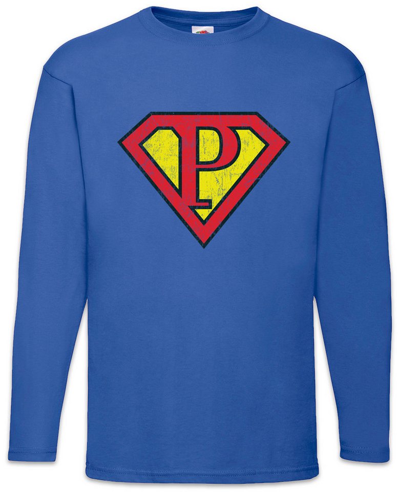Urban Backwoods Langarmshirt Super P Langarm T-Shirt Buchstabe Initialen Vorname Nachname Man (1-tlg) Fasching Karneval Kostüm Costume von Urban Backwoods