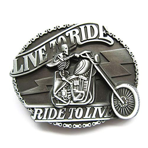 Urban Backwoods Live To Ride II Skeleton Gürtelschnalle für Wechselgürtel Buckle von Urban Backwoods