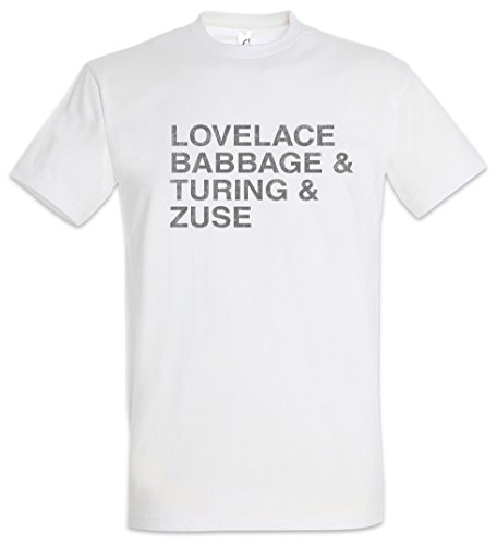 Urban Backwoods Lovelace & Babbage & Turing & Zuse Herren T-Shirt Weiß Größe M von Urban Backwoods