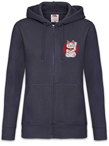 Urban Backwoods Maneki Neko V Damen Zipper Hoodie Kapuzenpullover Blau Größe XL von Urban Backwoods