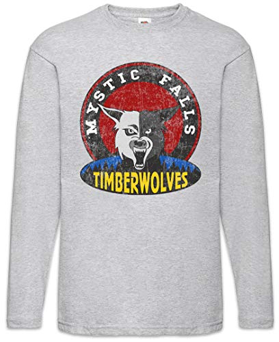 Urban Backwoods Mystic Falls Timberwolves Herren Langarm T-Shirt Grau Größe XL von Urban Backwoods