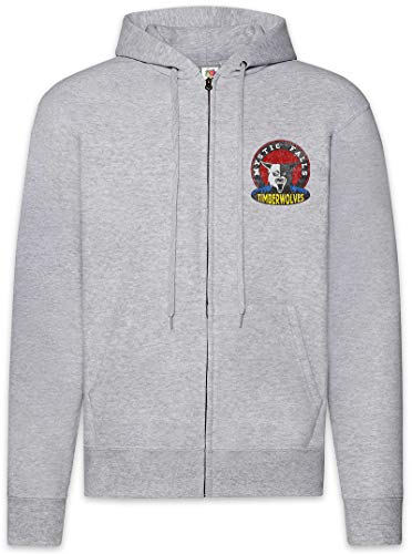 Urban Backwoods Mystic Falls Timberwolves Herren Zipper Hoodie Kapuzenpullover Grau Größe 2XL von Urban Backwoods