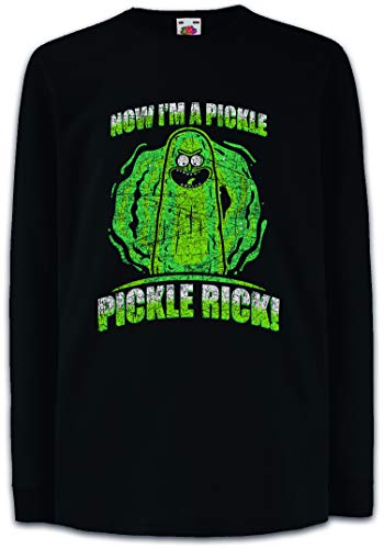 Urban Backwoods Pickle Rick Kinder Kids Mädchen Jungen Langarm T-Shirt Schwarz Größe 6 Jahre von Urban Backwoods