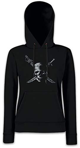 Urban Backwoods Pirate Skull Damen Kapuzenpullover Hoodie Schwarz Größe XS von Urban Backwoods