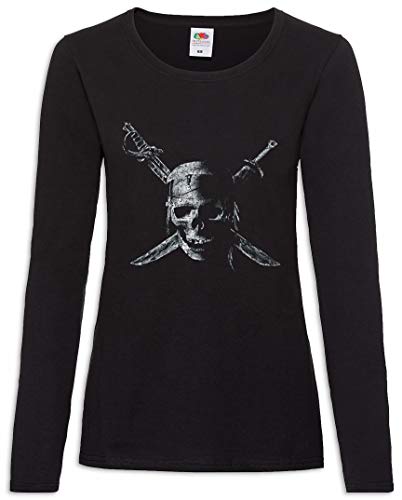 Urban Backwoods Pirate Skull Damen Langarm T-Shirt Schwarz Größe L von Urban Backwoods