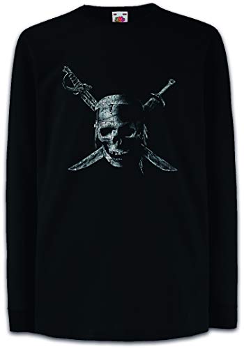 Urban Backwoods Pirate Skull Kinder Kids Mädchen Jungen Langarm T-Shirt Schwarz Größe 10 Jahre von Urban Backwoods