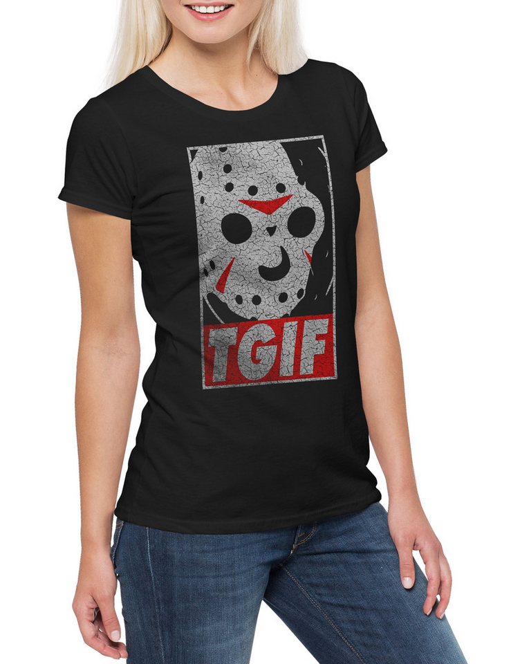 Urban Backwoods Print-Shirt 13th Friday Damen T-Shirt Friday the Knife Fun 13. Vorhees Freitag 80s (1-tlg) Jason Blood Halloween Horror von Urban Backwoods