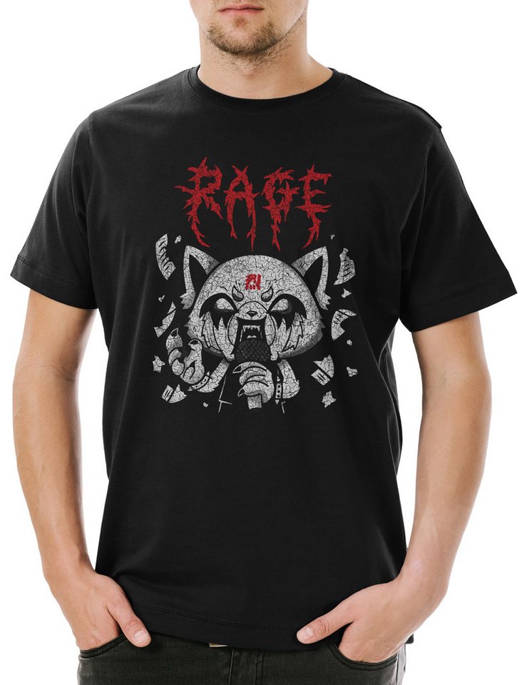 Urban Backwoods Print-Shirt A Rage Herren T-Shirt Yeti Aggretsuko Fun Heavy Music DJ Metal MC Rap (1-tlg) Electro Techno HipHop von Urban Backwoods