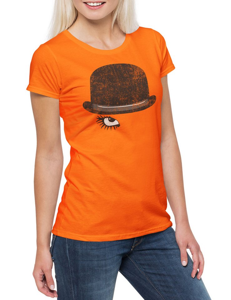 Urban Backwoods Print-Shirt Alex Eye Damen T-Shirt A Uhrwerk Clockwork Droog Alex Orange Alexander (1-tlg) Mod DeLarge von Urban Backwoods