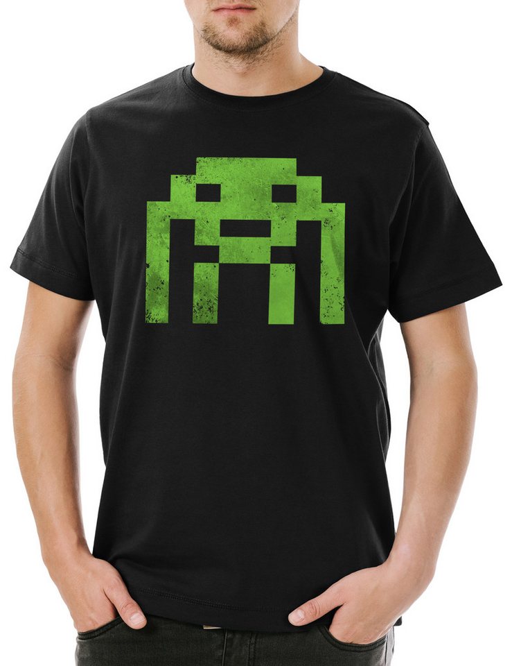 Urban Backwoods Print-Shirt Alien Invader Herren T-Shirt Retro Gaming Gamer Nerd Big Geek Freak VG (1-tlg) Bang Sheldon Theory TBBT von Urban Backwoods