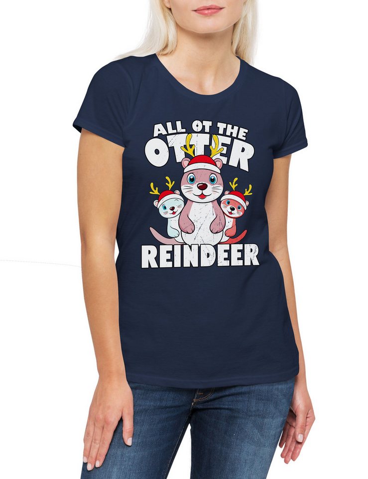Urban Backwoods Print-Shirt All Of The Otter Reindeer Damen T-Shirt Christmas X-Mas Weihnachten (1-tlg) Wildlife lontra Nutria Fischotter von Urban Backwoods