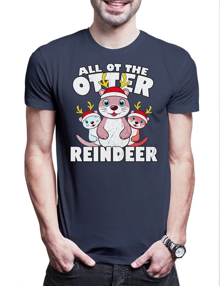 Urban Backwoods Print-Shirt All Of The Otter Reindeer Herren T-Shirt Christmas X-Mas Weihnachten (1-tlg) Wildlife lontra Nutria Fischotter von Urban Backwoods