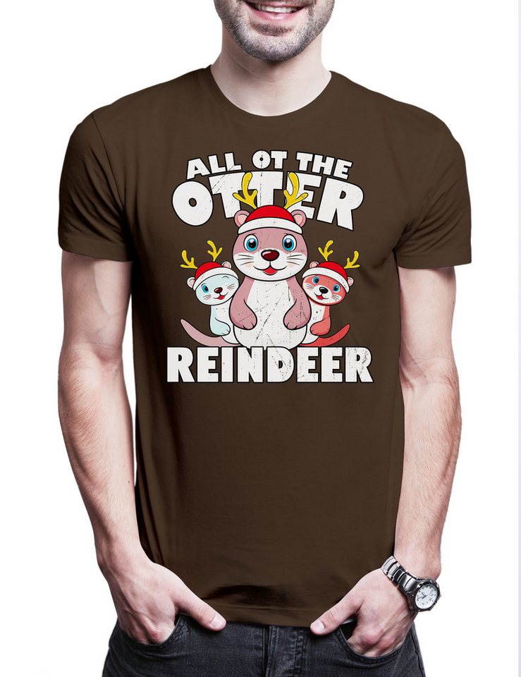 Urban Backwoods Print-Shirt All Of The Otter Reindeer Herren T-Shirt Christmas X-Mas Weihnachten (1-tlg) Wildlife lontra Nutria Fischotter von Urban Backwoods