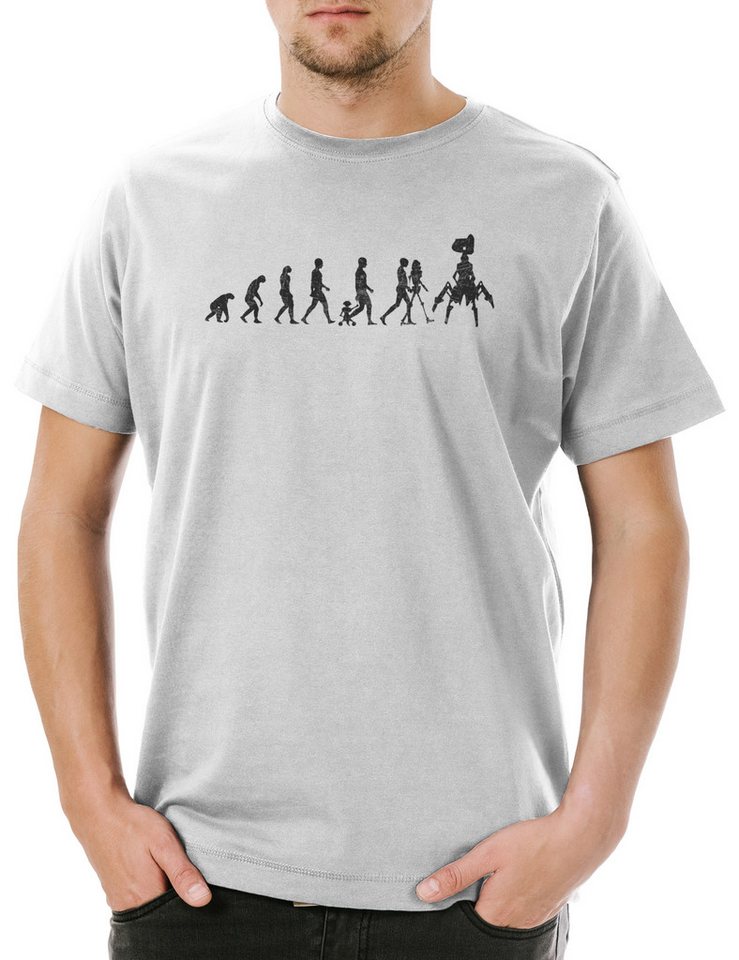 Urban Backwoods Print-Shirt Android Evolution Herren T-Shirt Roboter Robot Androiden KI AI Sci-Fi (1-tlg) Cyborg Geek Nerd Human von Urban Backwoods