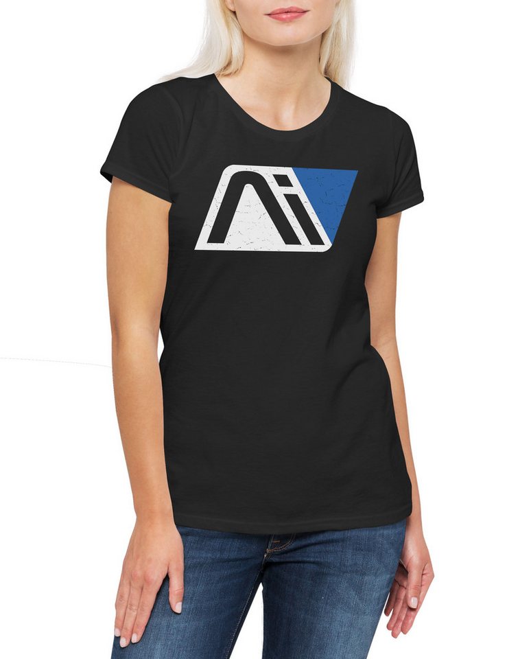 Urban Backwoods Print-Shirt Andromeda Logo Damen T-Shirt Symbol Effect Sign Gaming Mass Initiative (1-tlg) Zeichen Sci-Fi Andromeda von Urban Backwoods