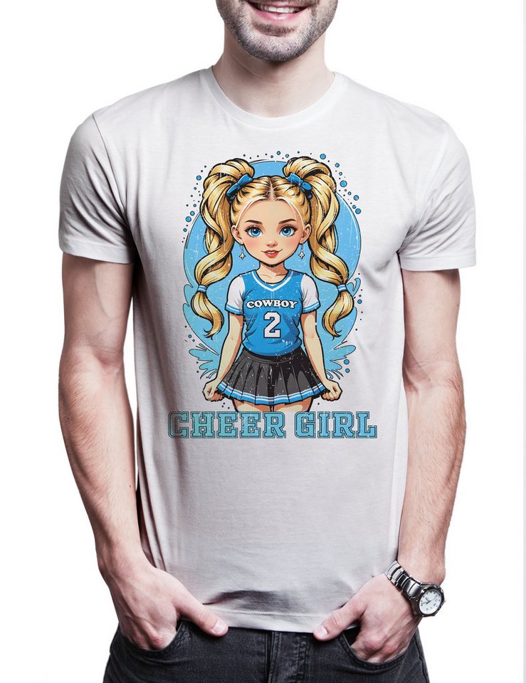 Urban Backwoods Print-Shirt Anime Comwboy Cheerleader Girl Herren T-Shirt American Football (1-tlg) Rockabilly Texas Blue Team von Urban Backwoods