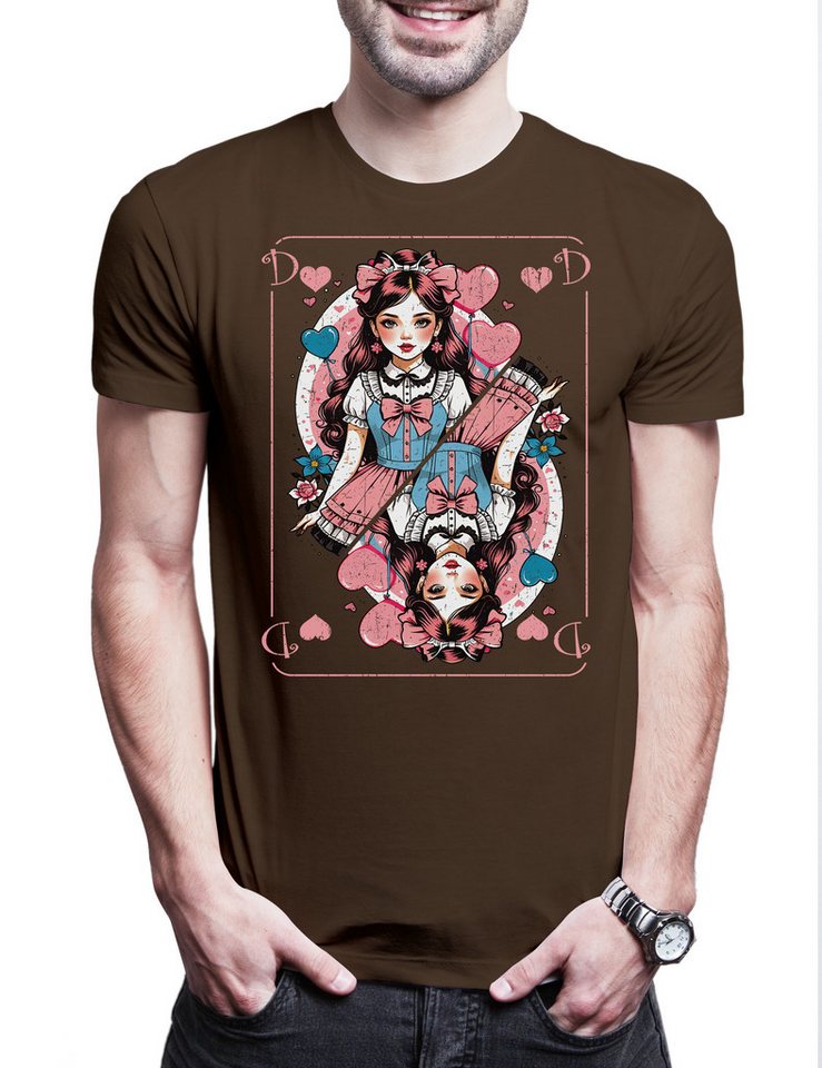 Urban Backwoods Print-Shirt Anime Queen Of Hearts Card Herren T-Shirt Poker Karte Spielkarte Manga (1-tlg) Aesthetic Japan Herz Casino von Urban Backwoods