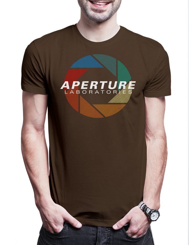 Urban Backwoods Print-Shirt Aperture Laboratories Logo B Herren T-Shirt Science Logo Labs Game (1-tlg) Portal Retro Shooter Kult von Urban Backwoods