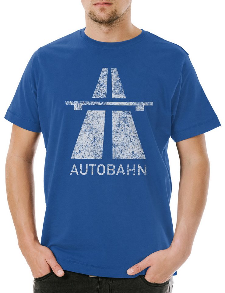 Urban Backwoods Print-Shirt Autobahn Herren T-Shirt Techno Acid Indie Sign Schild Road Elektro Pop (1-tlg) Synthesizer 70s Synth Electro von Urban Backwoods