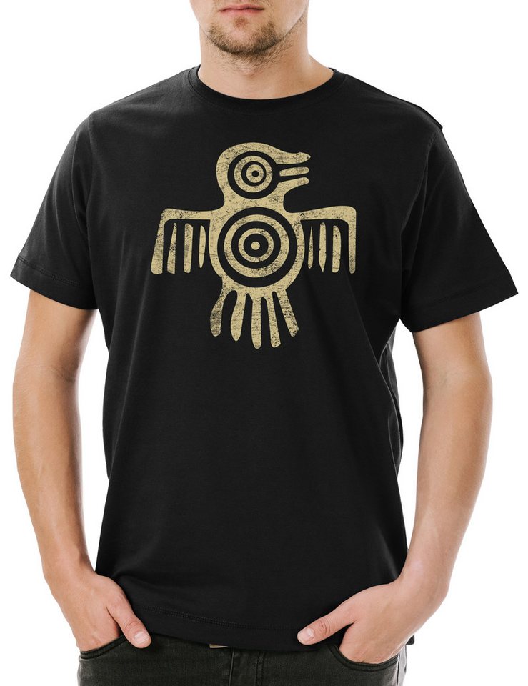 Urban Backwoods Print-Shirt Aztec Bird II Herren T-Shirt Native Indian American Azteken Sign Maya (1-tlg) Zeichen Mayans Montezuma USA von Urban Backwoods