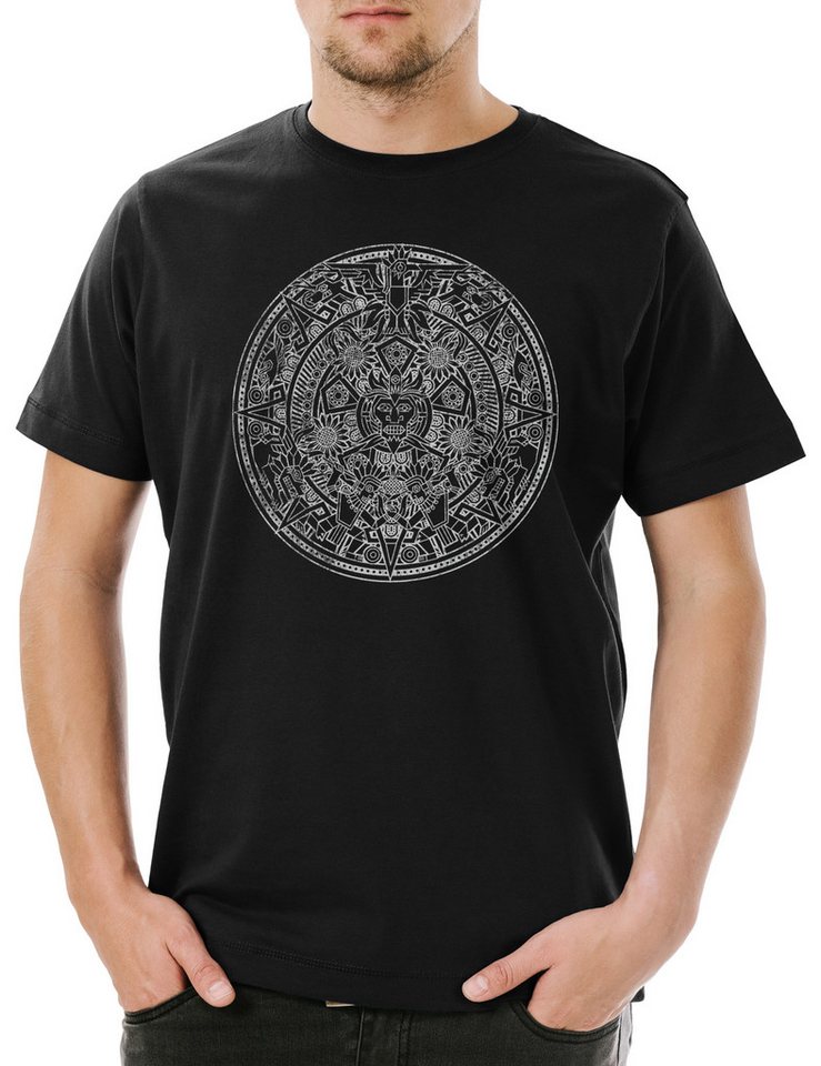 Urban Backwoods Print-Shirt Aztec Mandala Herren T-Shirt Azteken Indians American Mayans Maya (1-tlg) Mayas Sign Calendar Mexico von Urban Backwoods