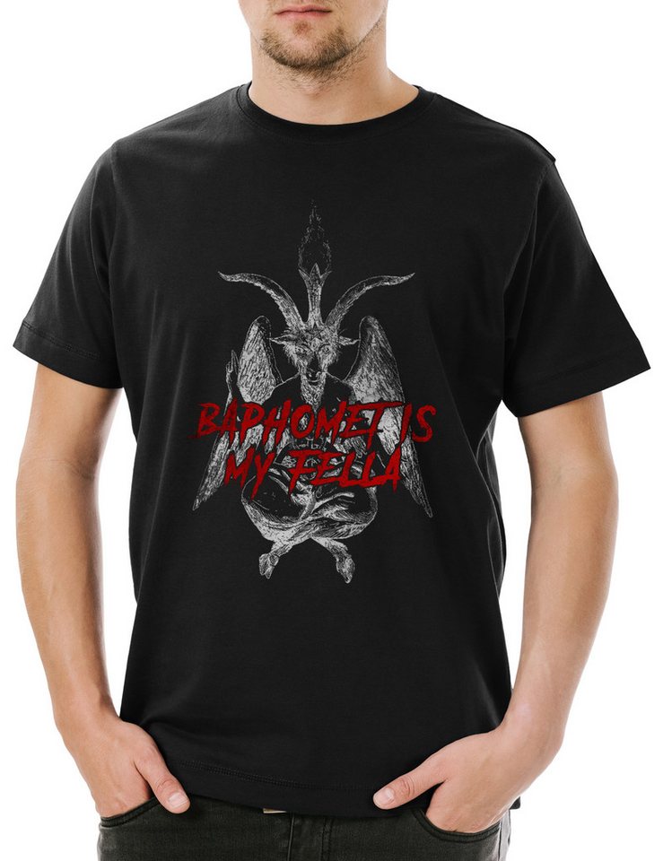 Urban Backwoods Print-Shirt Baphomet Is My Fella Herren T-Shirt Aleister Pentagram Religion 666 (1-tlg) Satan Crowley Teufel Devil von Urban Backwoods