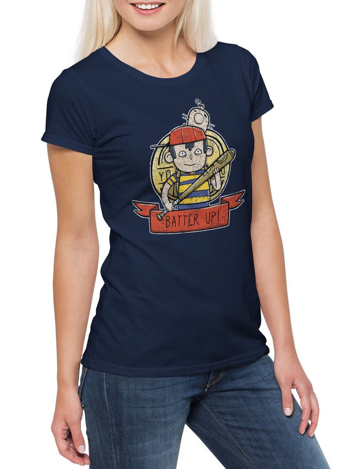 Urban Backwoods Print-Shirt Batter Up Damen T-Shirt Earthbound Mother Gamer Game Gaming PC George (1-tlg) And Maria Ninten Psi von Urban Backwoods