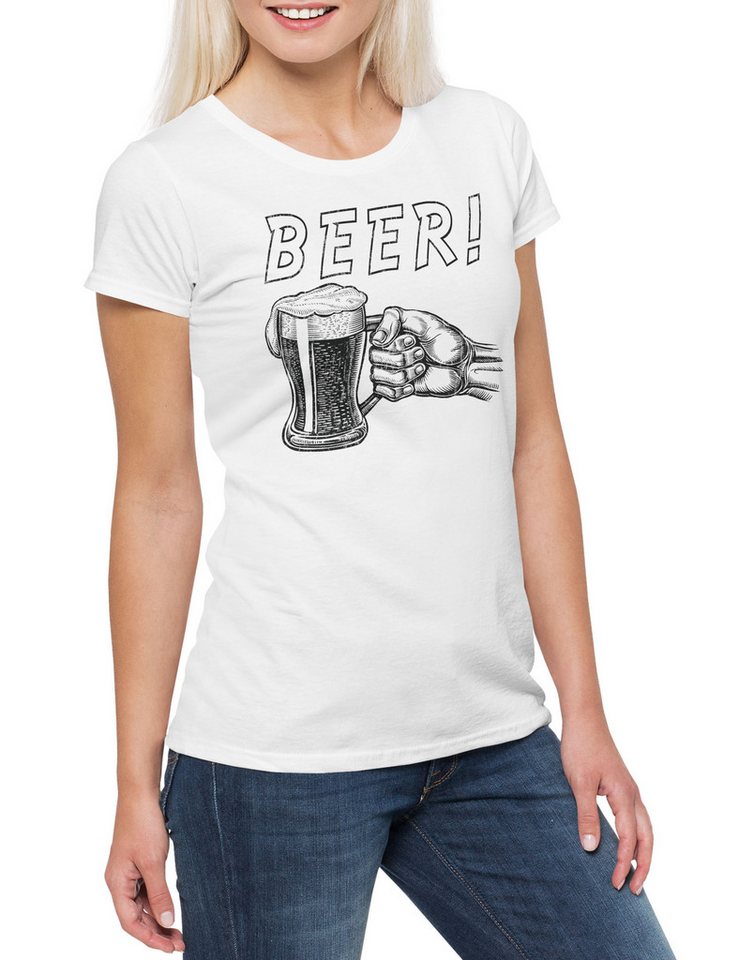 Urban Backwoods Print-Shirt Beer Damen T-Shirt Bier Alkohol Party Betrunken Get Drunk Party Wasted (1-tlg) Fasching Karneval Intoxicated Inebriated von Urban Backwoods