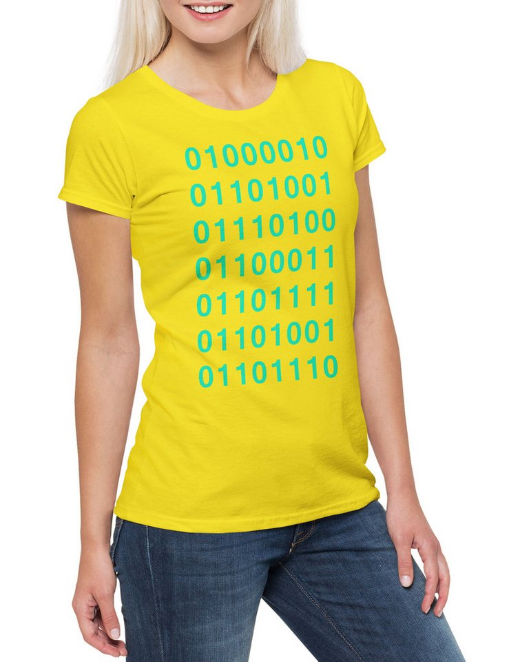 Urban Backwoods Print-Shirt Binary Code Damen T-Shirt Big Binär Silicon TV Bang Series Valley (1-tlg) Theory 01 Alphabet Computer von Urban Backwoods