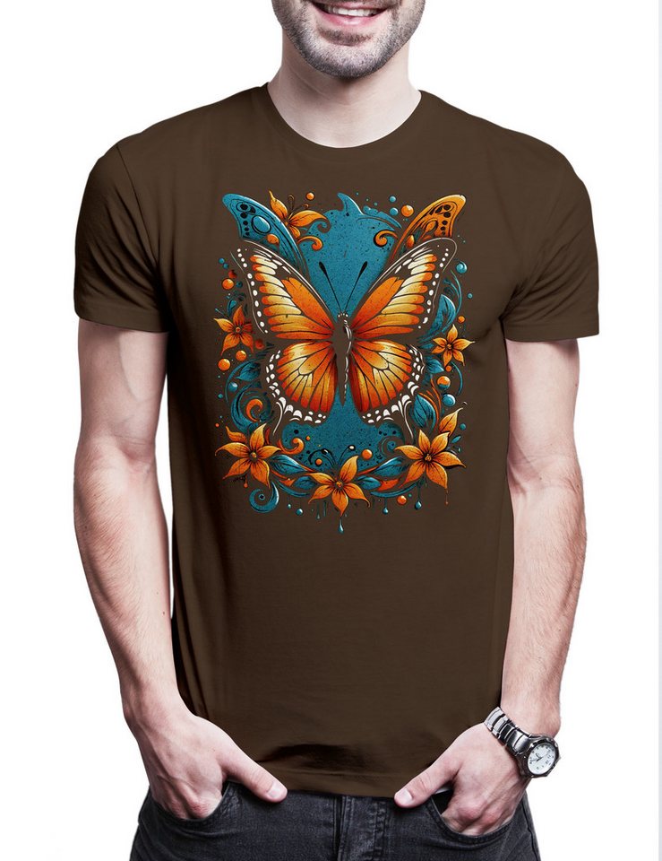 Urban Backwoods Print-Shirt Butterfly Herren T-Shirt Schmetterling Tattoo Art Girl Pin Up (1-tlg) Burlesque Aestehtic Natur Öko von Urban Backwoods