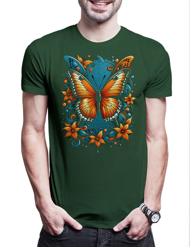 Urban Backwoods Print-Shirt Butterfly Herren T-Shirt Schmetterling Tattoo Art Girl Pin Up (1-tlg) Burlesque Aestehtic Natur Öko von Urban Backwoods