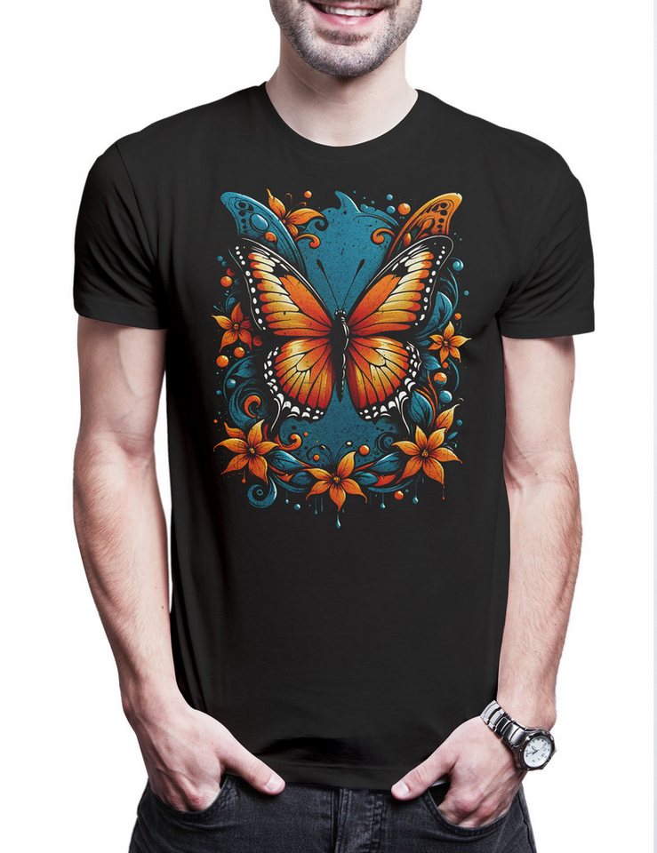 Urban Backwoods Print-Shirt Butterfly Herren T-Shirt Schmetterling Tattoo Art Girl Pin Up (1-tlg) Burlesque Aestehtic Natur Öko von Urban Backwoods