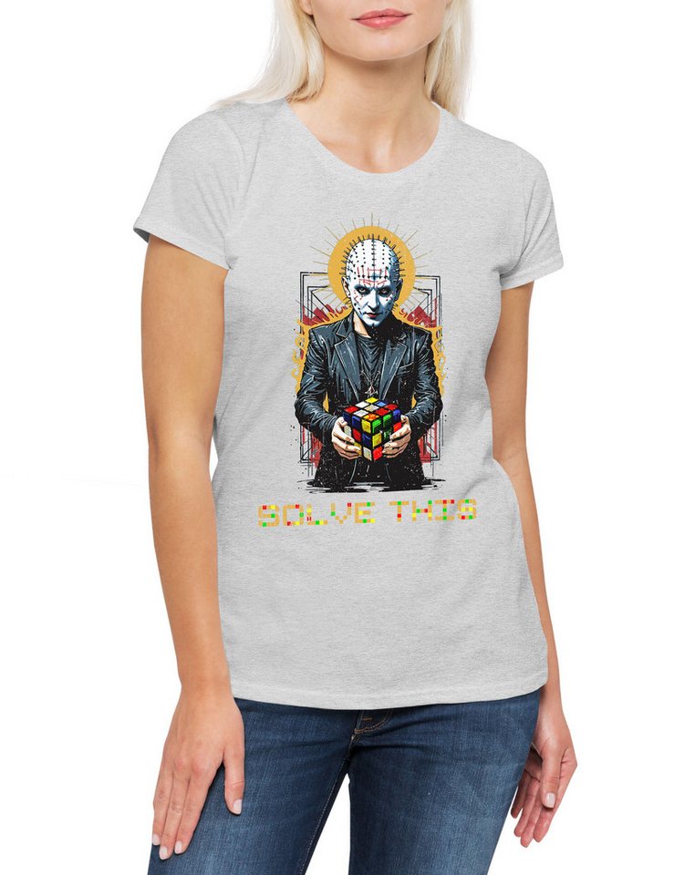 Urban Backwoods Print-Shirt Cenobite Cuber Solve Damen T-Shirt Zauberwürfel Pinhead Speed Cube (1-tlg) Cubing Würfel Hellraiser Zenobit von Urban Backwoods