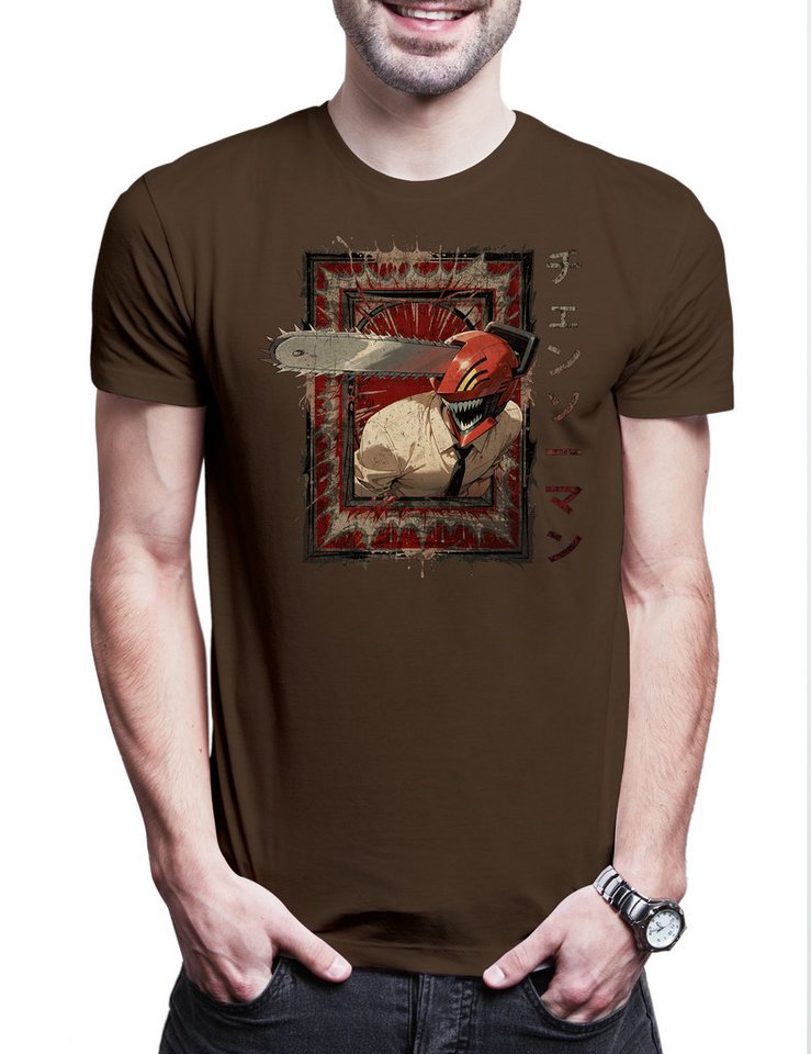 Urban Backwoods Print-Shirt Chainsaw Anime Herren T-Shirt Manga Man Denji Pochita Makima Power Aki (1-tlg) Hayakawa Film Katana Aesthetic von Urban Backwoods