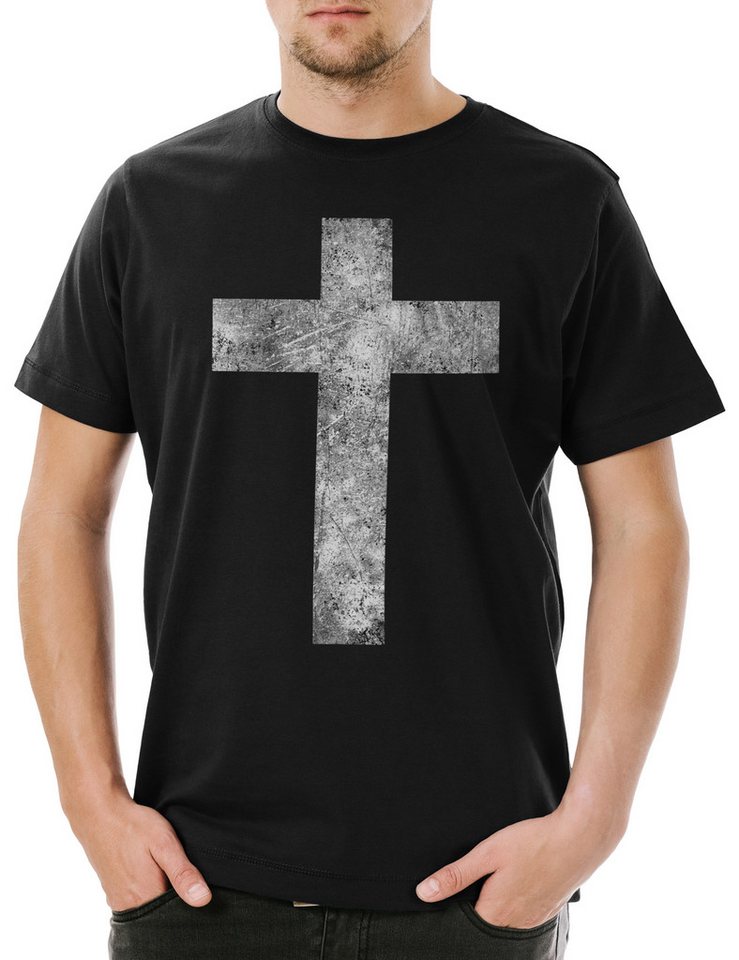 Urban Backwoods Print-Shirt Christian Cross II Herren T-Shirt Christliches Kreuz Jesus Messias (1-tlg) INRI Christ Christus Glaube von Urban Backwoods