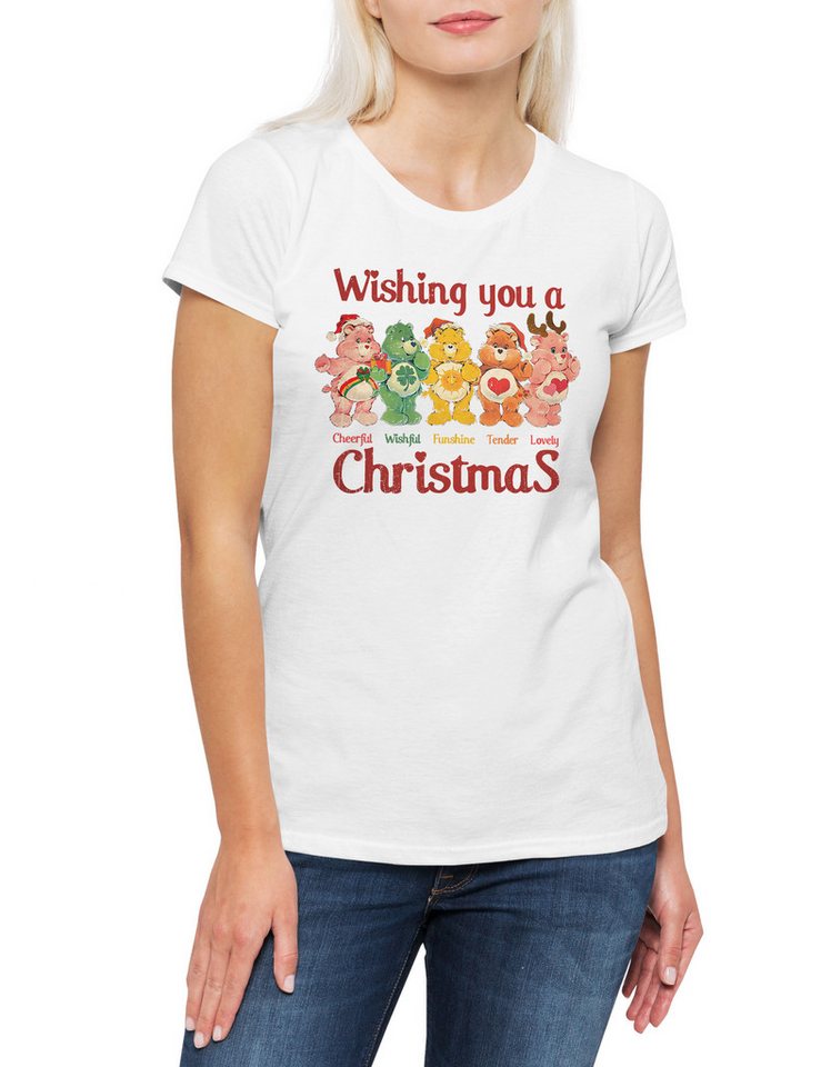 Urban Backwoods Print-Shirt Christmas Bears Wish Damen T-Shirt Care X-Mas Weihnachten Glücksbärchi (1-tlg) Glücksbärchis Merry Santa X-Mas von Urban Backwoods
