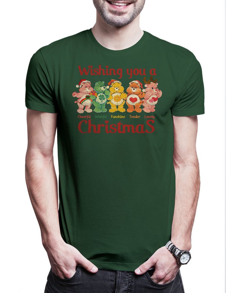 Urban Backwoods Print-Shirt Christmas Bears Wish Herren T-Shirt Care X-Mas Weihnachten (1-tlg) Glücksbärchi Glücksbärchis Merry Santa von Urban Backwoods