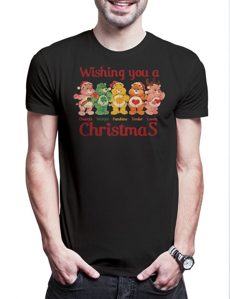 Urban Backwoods Print-Shirt Christmas Bears Wish Herren T-Shirt Care X-Mas Weihnachten (1-tlg) Glücksbärchi Glücksbärchis Merry Santa von Urban Backwoods