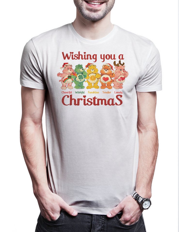 Urban Backwoods Print-Shirt Christmas Bears Wish Herren T-Shirt Care X-Mas Weihnachten (1-tlg) Glücksbärchi Glücksbärchis Merry Santa von Urban Backwoods