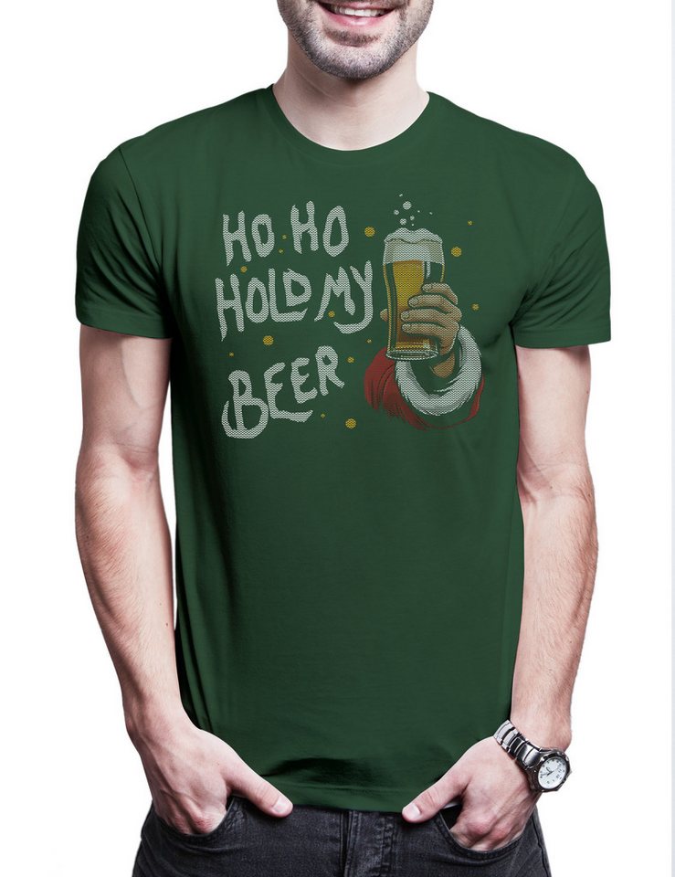 Urban Backwoods Print-Shirt Christmas Hold My Beer Herren T-Shirt Merry Santa X-Mas Claus Bier (1-tlg) Booze Weihnachten Weihnachtsmann Nikolaus von Urban Backwoods