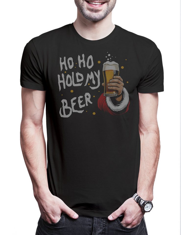 Urban Backwoods Print-Shirt Christmas Hold My Beer Herren T-Shirt Merry Santa X-Mas Claus Bier (1-tlg) Booze Weihnachten Weihnachtsmann Nikolaus von Urban Backwoods