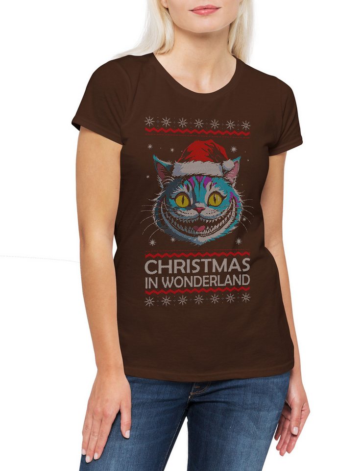 Urban Backwoods Print-Shirt Christmas Wonderland Damen T-Shirt Winter Merry Alice Santa In X-Mas (1-tlg) Claus Wunderland Weihnachten Im von Urban Backwoods